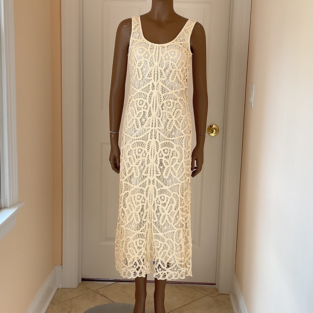 INC International Concepts Birch Tree Cream Lace Maxi Dress